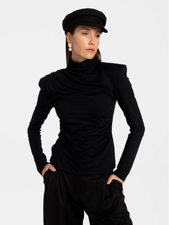 MANDRAGORA MANDRAGORA Bluzka Varo Czarny Slim Fit