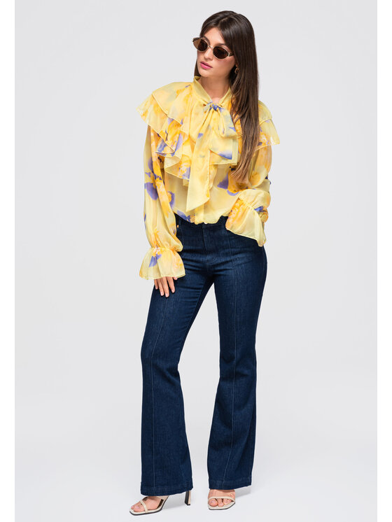 Ombre Ombre Koszula OW-SH-E0043 Żółty Loose Fit