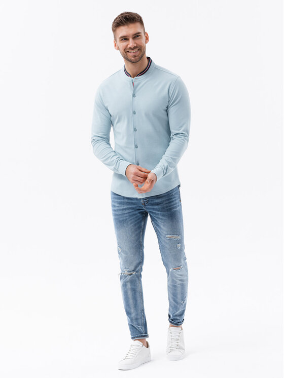 Ombre Ombre Košile K542 Modrá Slim Fit