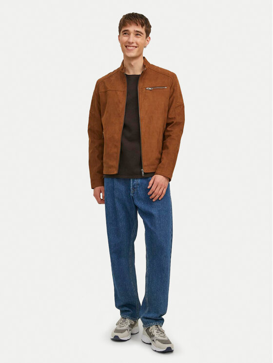 Jack & Jones Jack & Jones Bunda z imitácie kože Rocky 12147218 Hnedá Regular Fit