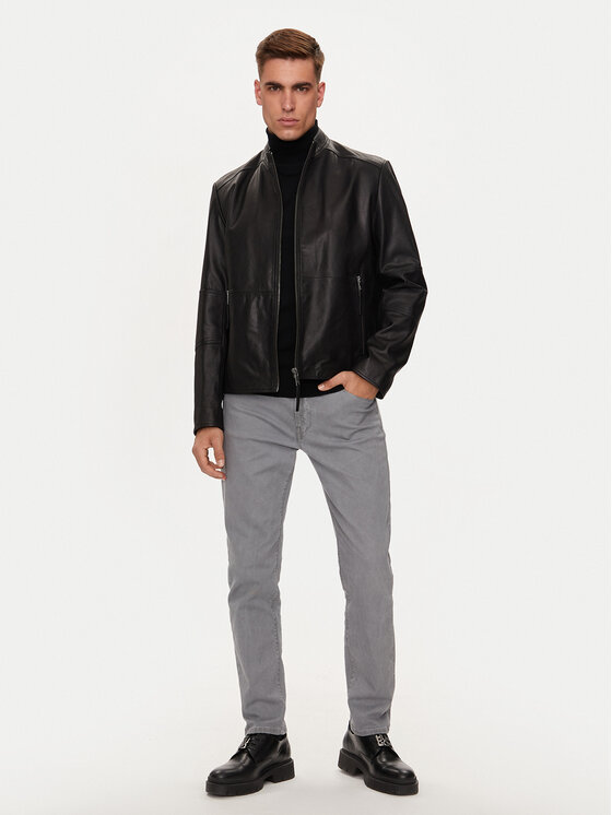 HUGO Hugo Odinė striukė Lokis-3 50516869 Juoda Slim Fit