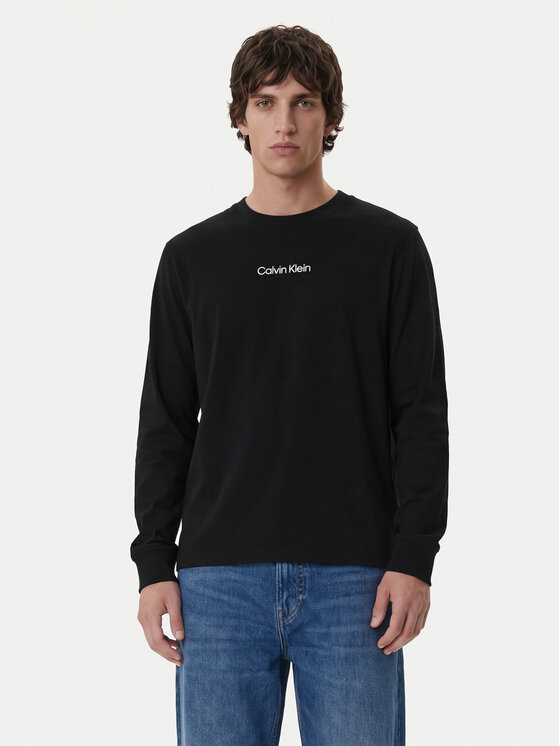 Calvin Klein Calvin Klein Longsleeve Standard Logo LV04LD232G Czarny Relaxed Fit