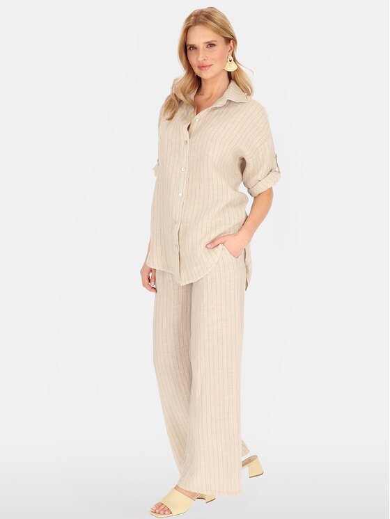 Perso Perso Bluzka CHLE255445F Beżowy Regular Fit