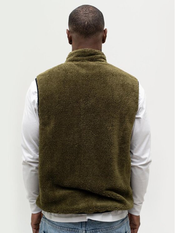 Jigga Wear Jigga Wear Kamizelka Bezrękawnik Polar Miś Sherpa Męski Oliwkowy Vest L Khaki Regular Fit