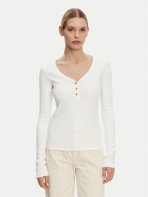 Tommy Hilfiger Tommy Hilfiger Halenka Henley WW0WW43905 Bílá Slim Fit