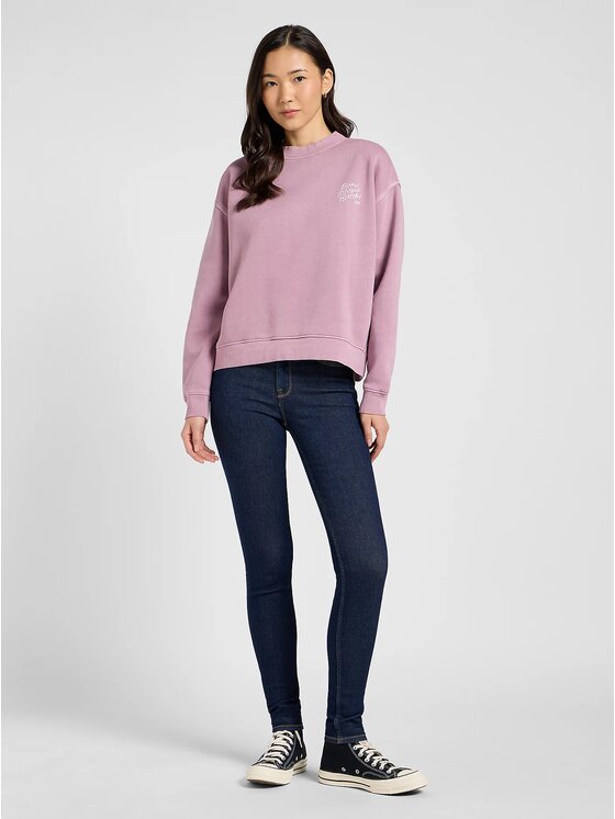 Lee Lee Bluza GRAPHIC CREW SWS Różowy Relaxed Fit
