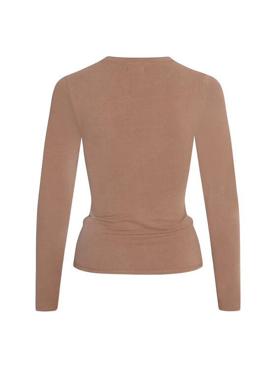 Style Republic Style Republic Bluzka Long Sleeve T-Shirt Brązowy Curvy Fit