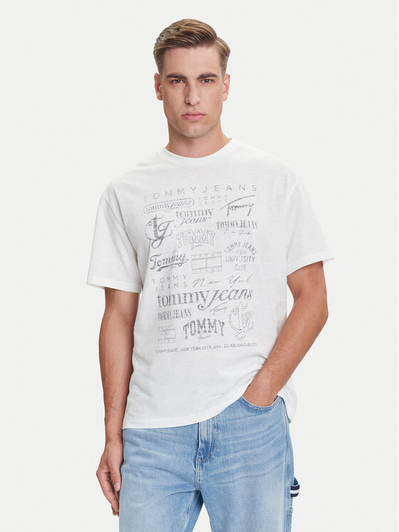 Tommy Jeans Tommy Jeans T-Shirt Archive Logos DM0DM21584 Biały Relaxed Fit