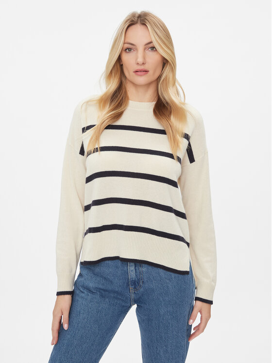 United Colors Of Benetton Pulover 10K1E108K Écru Regular Fit