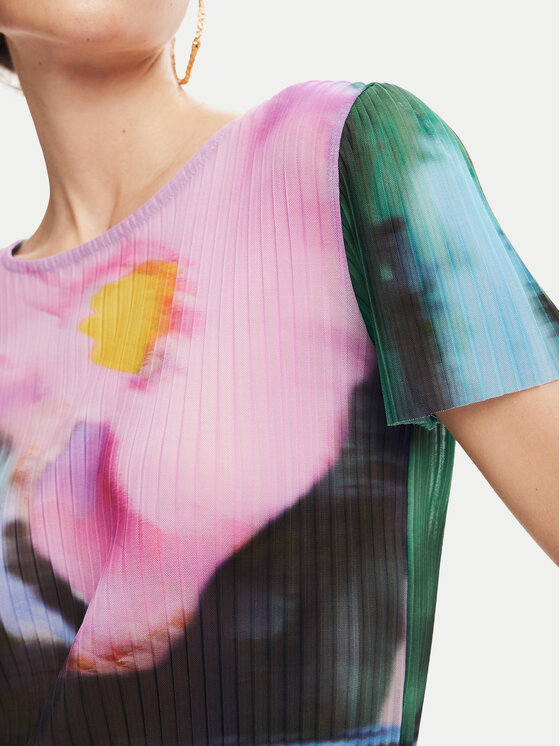 Desigual Desigual T-shirt Plisa 24WWTK95 Šarena Slim Fit