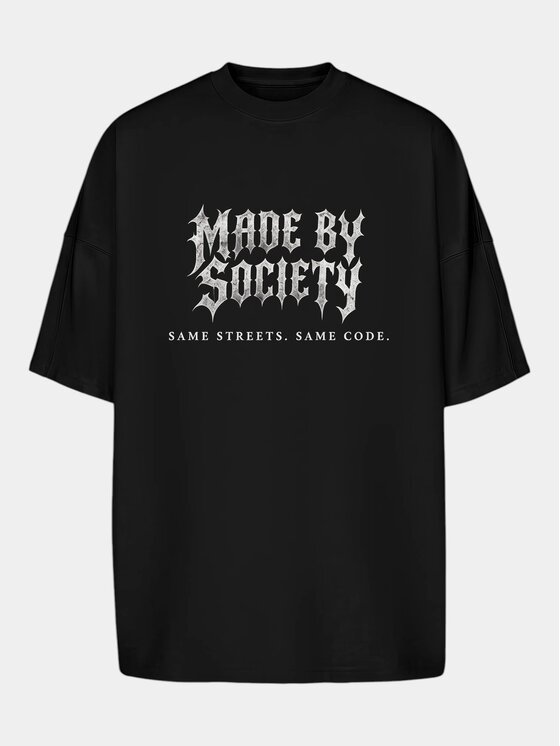 MADE BY SOCIETY MADE BY SOCIETY T-Shirt Three Fold - T18058 Czarny Basic Fit