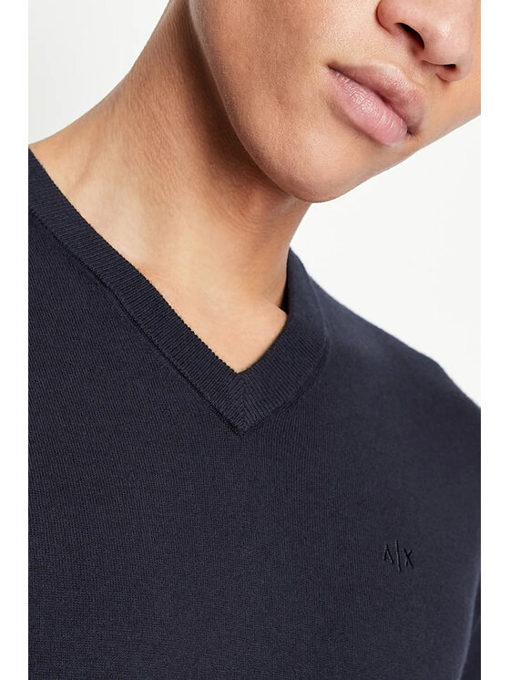 Armani Exchange Armani Exchange Sweter TINTA UNITA SCOLLO V Niebieski Over Fit