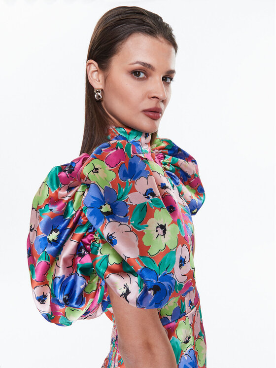 ROTATE ROTATE Koktel haljina Silky Woven RT2337 Šarena Slim Fit