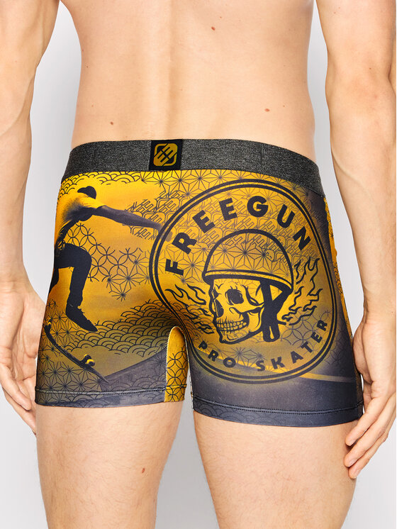 FREEGUN Lot de 4 Boxers homme coton Noir pas cher