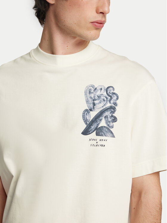 Selected Homme Selected Homme Tricou Will 16097225 Écru Relaxed Fit