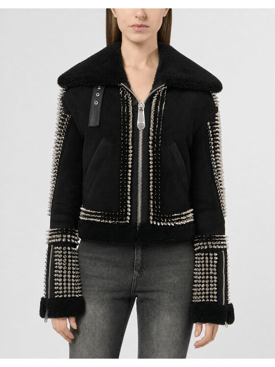 PHILIPP PLEIN PHILIPP PLEIN Giacca di pelle 23711 Nero Regular Fit