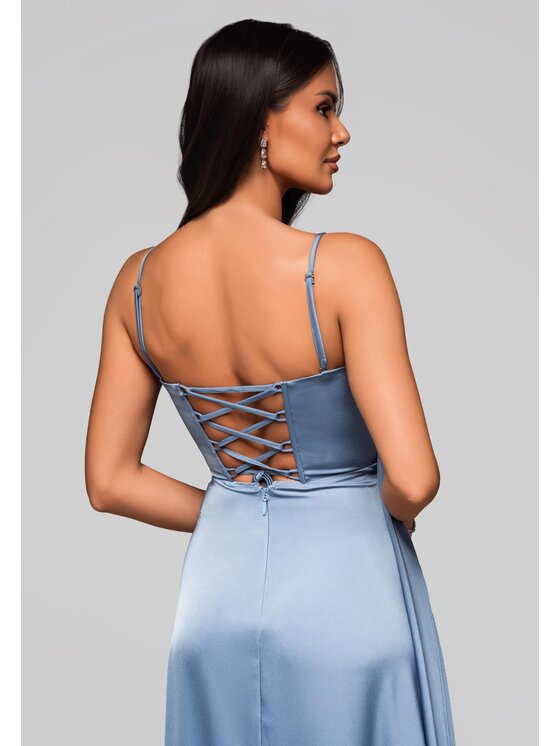 Ombre Ombre Sukienka wieczorowa LA-OM-DLR189 Niebieski Regular Fit