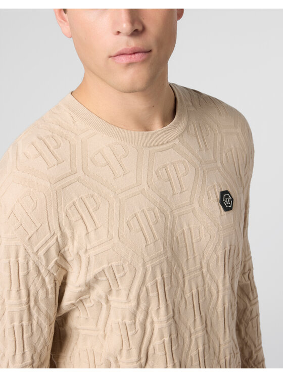 PHILIPP PLEIN PHILIPP PLEIN Sweter 29913 Beżowy Regular Fit