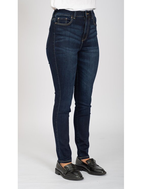 TeeShoppen TeeShoppen Jeansy Oryginalne jeansy Skinny Performance – ciemnoniebieski dżins Niebieski Skinny Fit