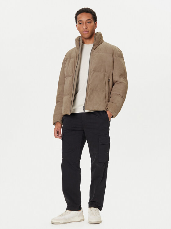 BOSS BOSS Lederjacke Jocamp 50547546 Beige Relaxed Fit