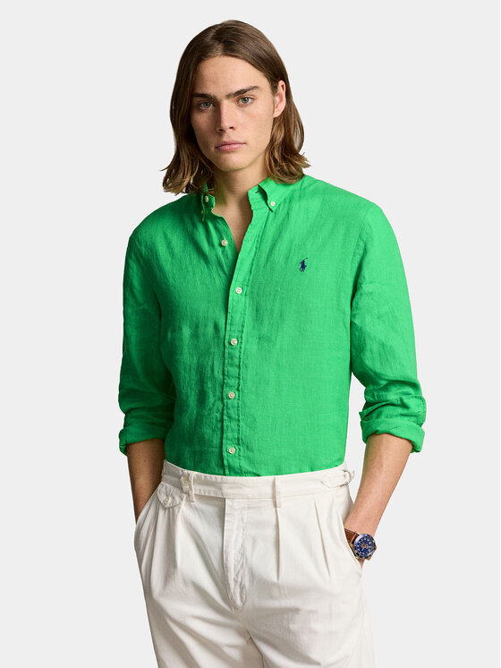 Polo Ralph Lauren Camicia 710829443026 Verde Slim Fit Modivo