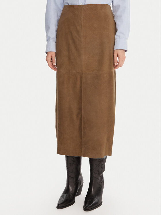 MAX&Co. MAX&Co. Fustă din piele Guelfi 2526406011200 Maro Straight Fit