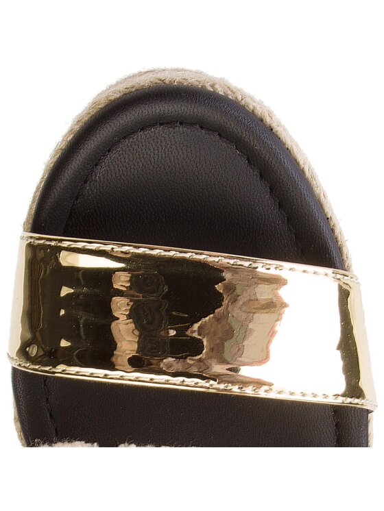 Tommy Hilfiger Tommy Hilfiger Espadrilės Shiny Metallic Flatform Sandal FW0FW03393 Auksinė