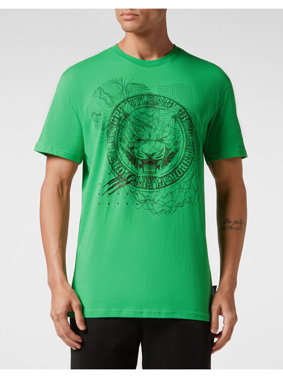 Plein Sport Plein Sport T-Shirt 8143 Zielony Regular Fit