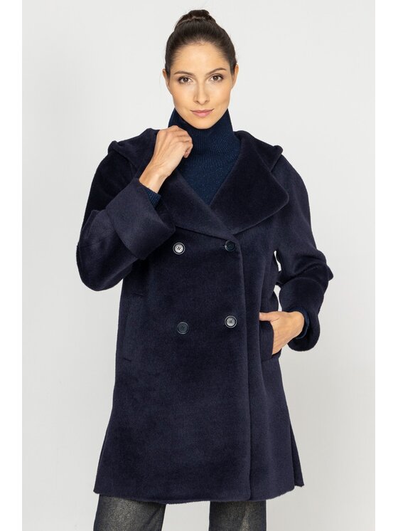 Deni Cler Milano Deni Cler Milano Płaszcz W-DC-8076-D5-K2-58-1 Granatowy Regular Fit