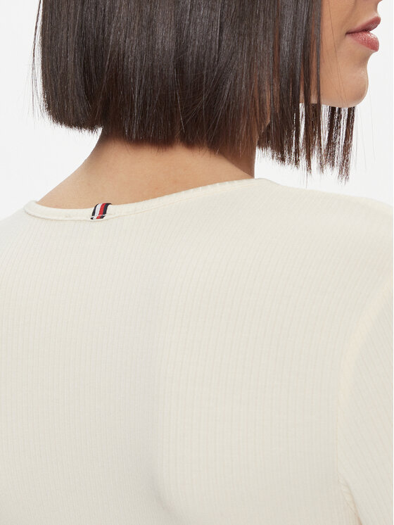 Tommy Hilfiger Tommy Hilfiger Блуза WW0WW41654 Бежов Slim Fit
