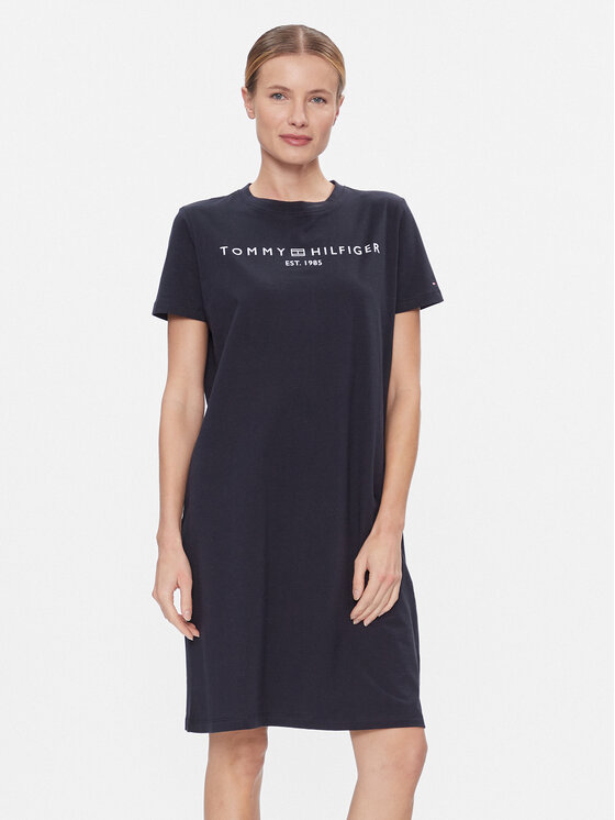 Tommy Hilfiger Každodenné šaty Rlx Corp Logo Tshirt Drs Ss WW0WW41013 Tmavomodrá Regular Fit