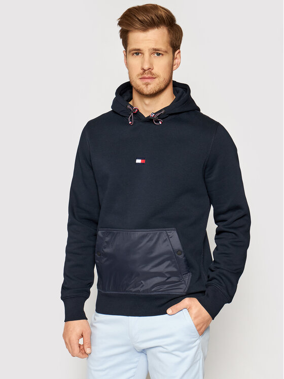 tommy hilfiger mixed media hoodie navy