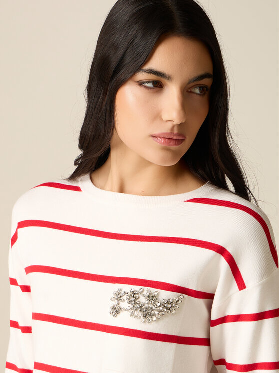 Oltre Oltre Sweter M010J005313N0R2 Biały Regular Fit