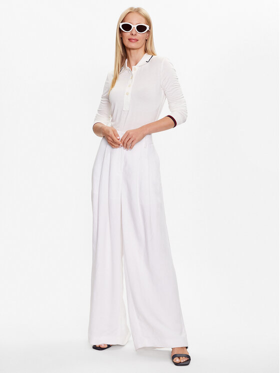 Tommy Hilfiger Tommy Hilfiger Polo Split Global WW0WW38831 Écru Slim Fit