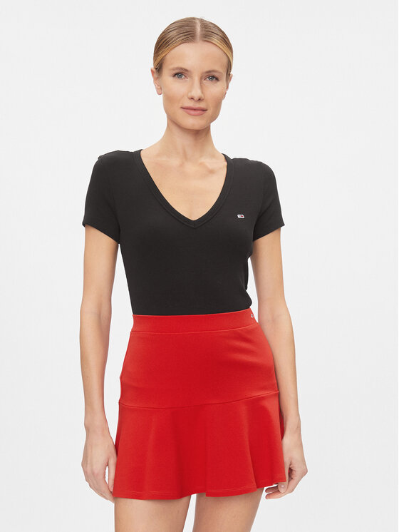 Tommy Jeans Tommy Jeans Тишърт Essential DW0DW17385 Черен Slim Fit