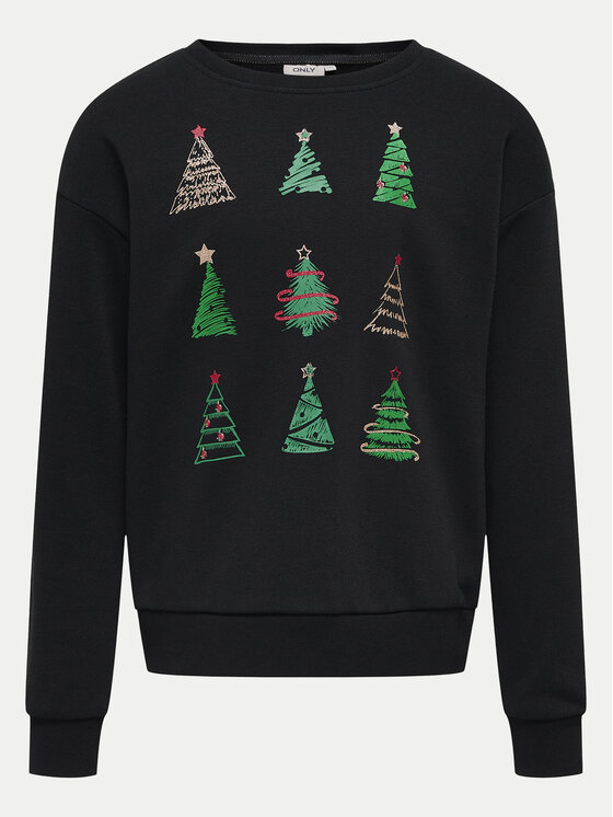 Kids ONLY Mikina Yda Xmas 15280285 Čierna Regular Fit