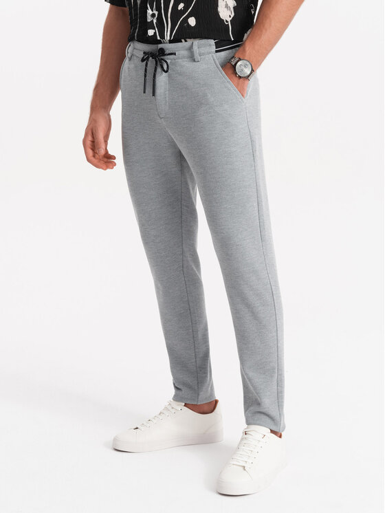 Ombre Ombre Kalhoty z materiálu OM-PACP-0116 Šedá Regular Fit
