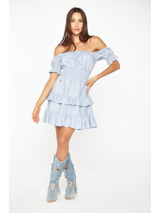 MANDRAGORA MANDRAGORA Vestito estivo Wiskoza- Len Lolipop Blu Flexible Fit