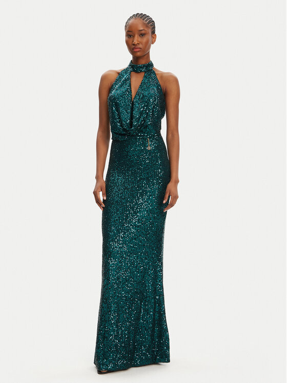 Fracomina Fracomina Večerní šaty FQ25WD3012W706N6 Zelená Regular Fit