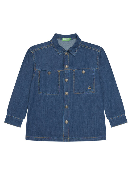 United Colors Of Benetton cămașă de blugi 5AD6CQ04C Albastru Oversize
