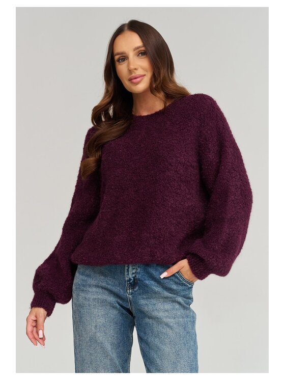 Makadamia Makadamia Sweter C92 Fioletowy Loose Fit