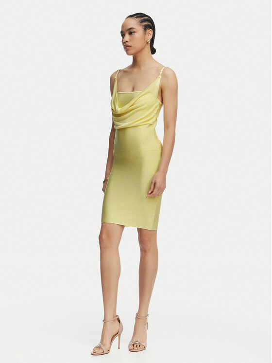 Guess Guess Koktel haljina W6GK83 Z0686 Žuta Slim Fit