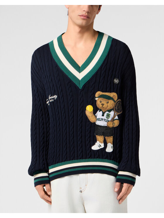 PHILIPP PLEIN PHILIPP PLEIN Sweter 30483 Granatowy Regular Fit