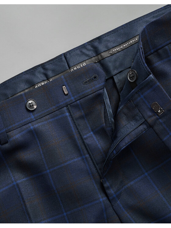 Borgio Borgio Spodnie garniturowe lomazzo Granatowy Slim Fit