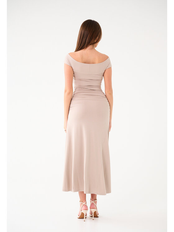 Leimann Leimann Sukienka koktajlowa Rebecca Beżowy Feminine Fit