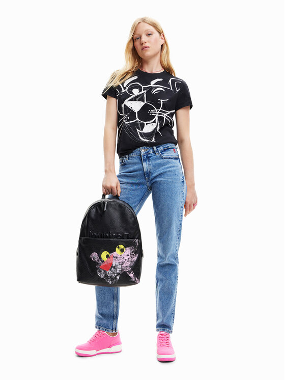 Desigual Desigual T-Shirt PINK PANTHER 23SWTK81 Μαύρο Regular Fit