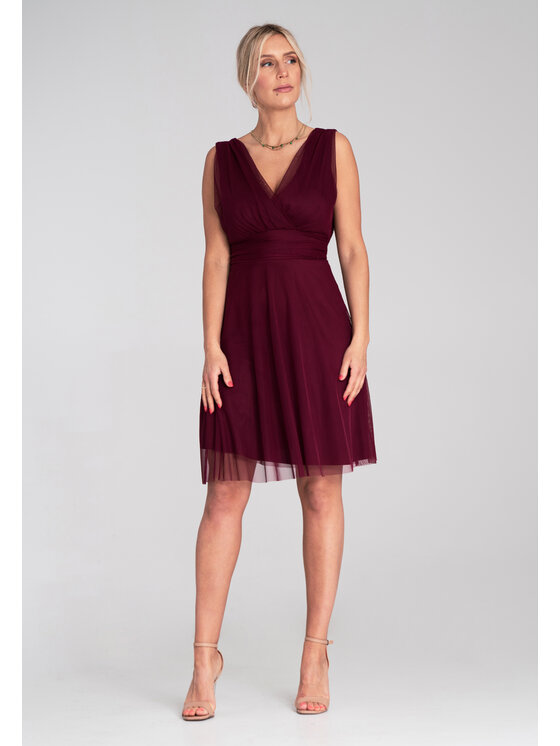 FIGL FIGL Sukienka koktajlowa M1207 Bordowy Flared Fit