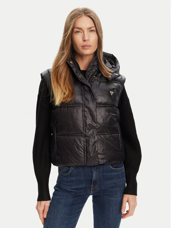 Guess Guess Αμάνικο Μπουφάν W5YL11 WHDO2 Μαύρο Regular Fit