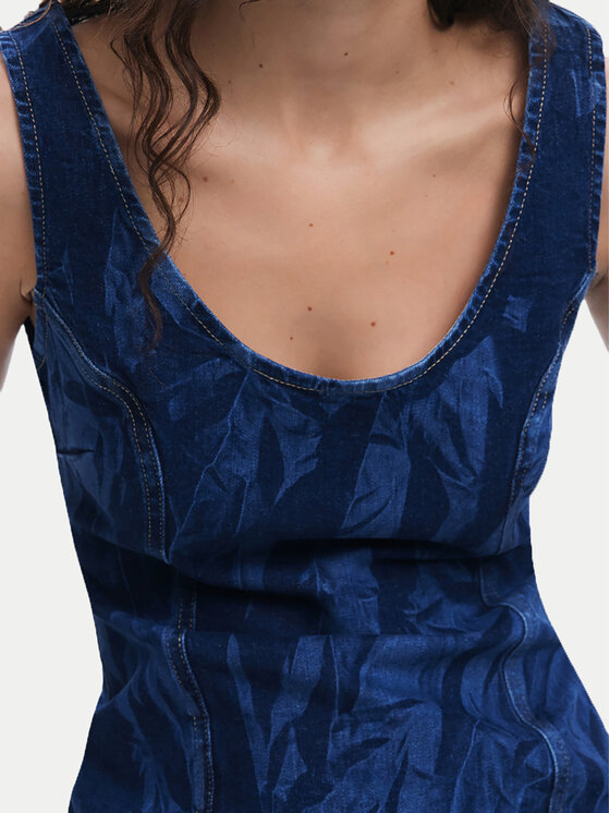 Desigual Desigual Džinsinė suknelė 25SWVD01 Tamsiai mėlyna Slim Fit