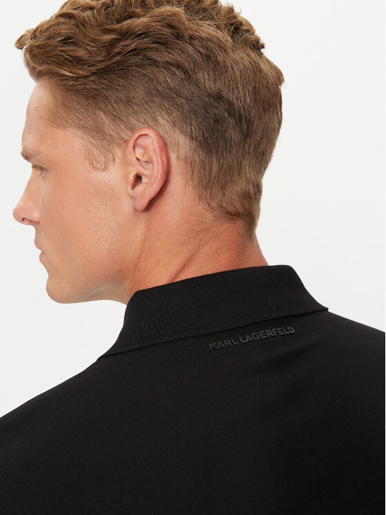 KARL LAGERFELD KARL LAGERFELD Тениска с яка и копчета 745022 500221 Черен Regular Fit